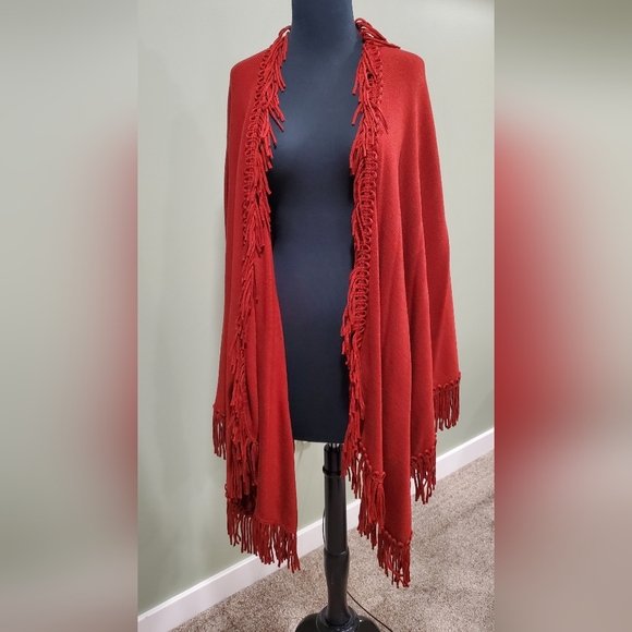 Coldwater Creek Rust Fringe Shawl - Picture 1 of 4